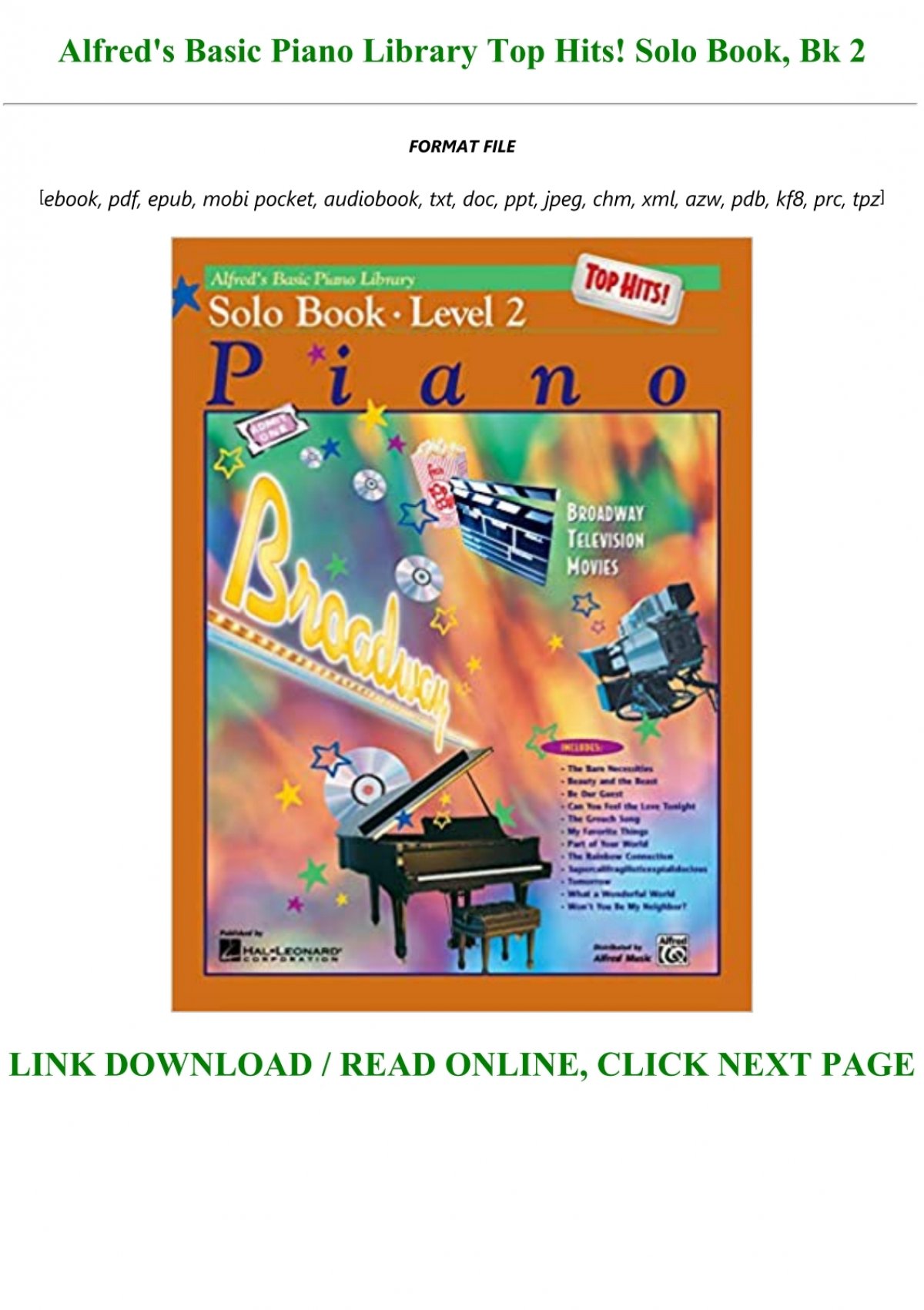 Free Download Alfred S Basic Piano Library Top Hits Solo Book Bk 2 Full Online