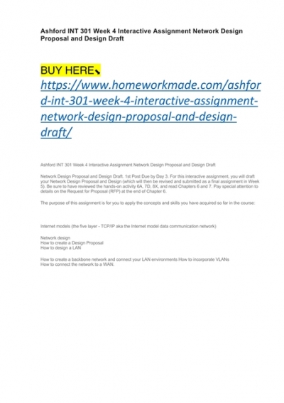 Ashford Int 301 Week 4 Interactive Assignment Network Design Proposal And Design Draft,Infopath Designer 2013