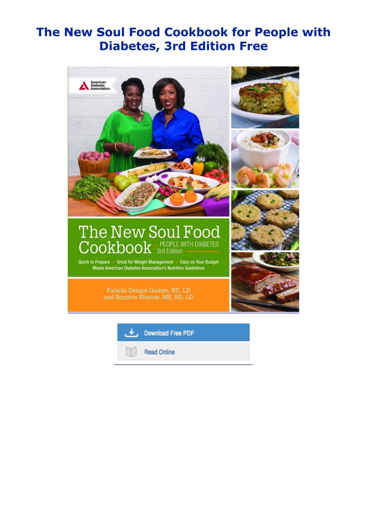 The New Soul Food Cookbook For People With Diabetes 3rd Edition Free