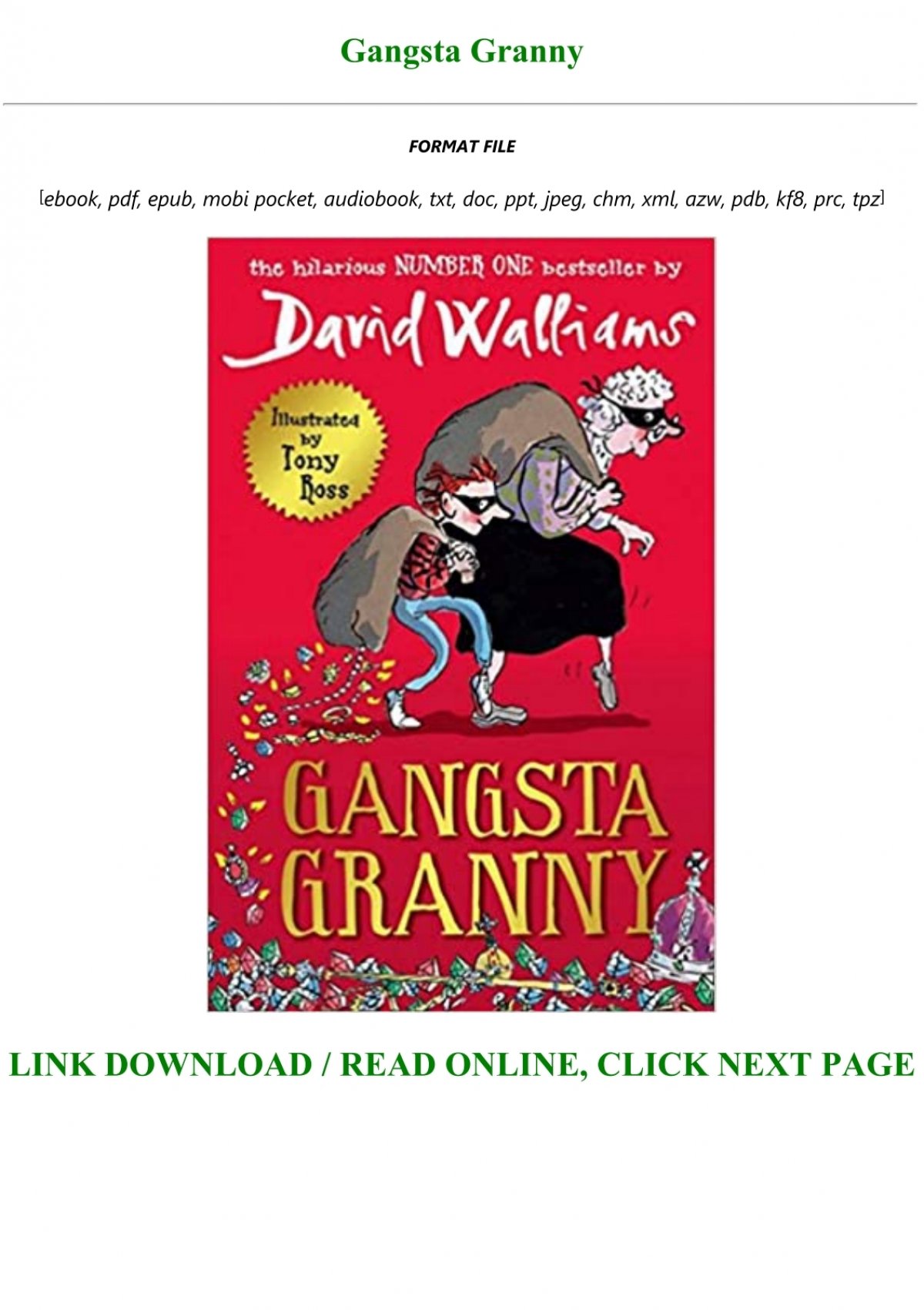 ~Read !Book Gangsta Granny Full PDF