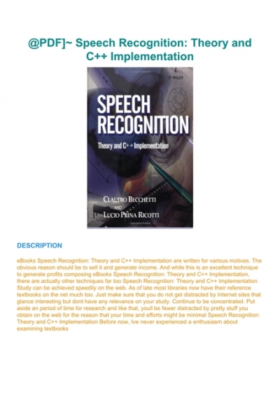 speech recognition book pdf