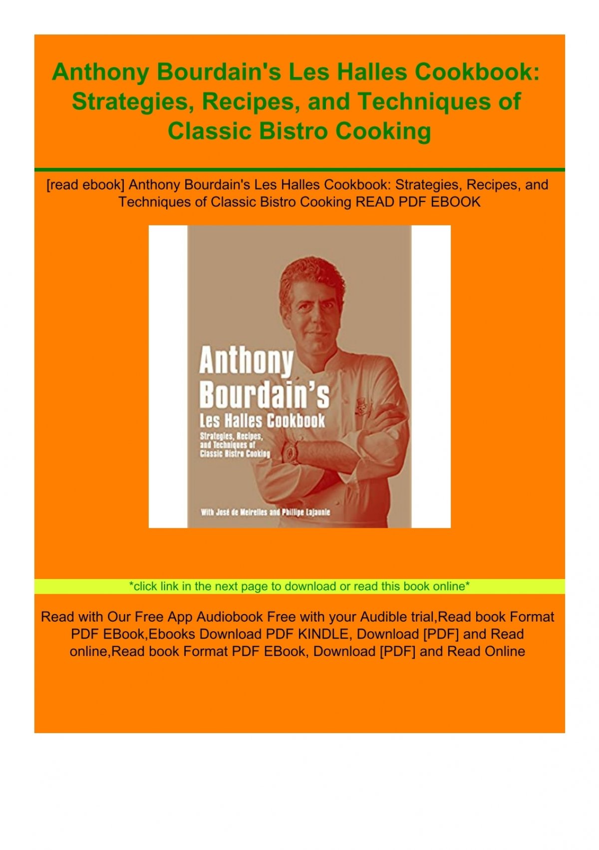 Anthony Bourdains Les Halles Cookbook Strategies Recipes And Techniques Of Classic Bistro Cooking Download Free Ebook