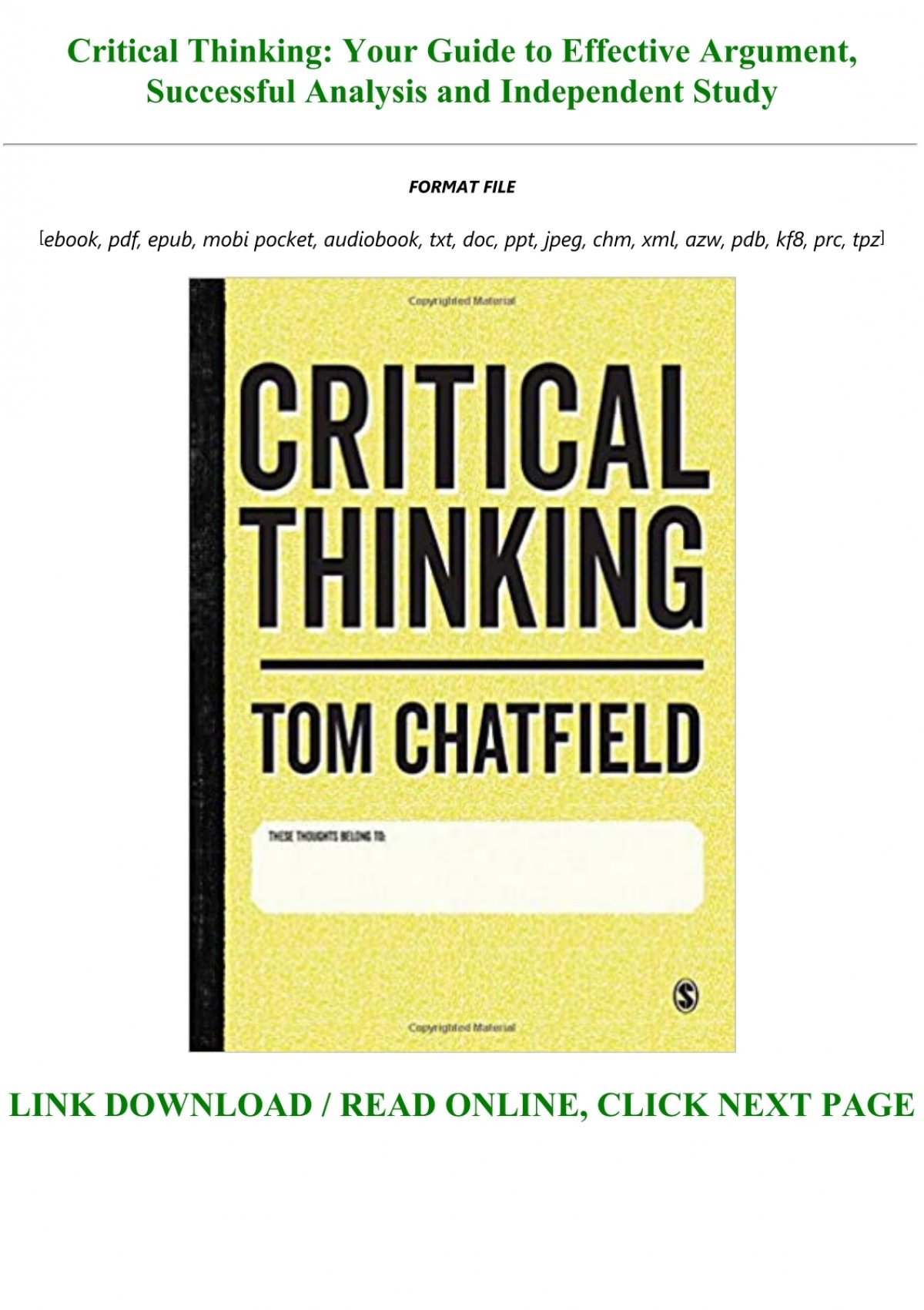 critical thinking skills effective analysis argument and reflection pdf