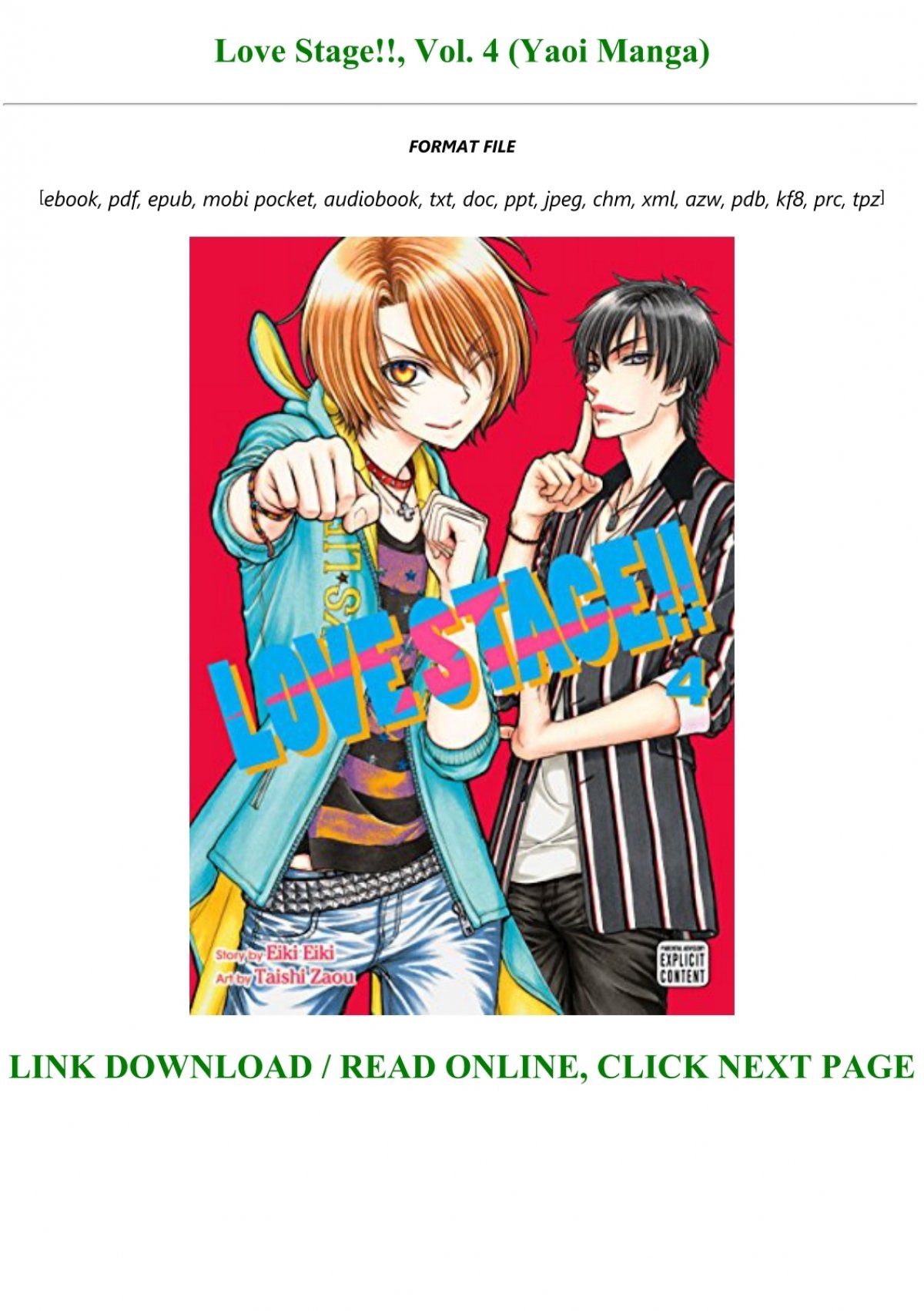 P D F Download Love Stage Vol 4 Yaoi Manga Full Pdf