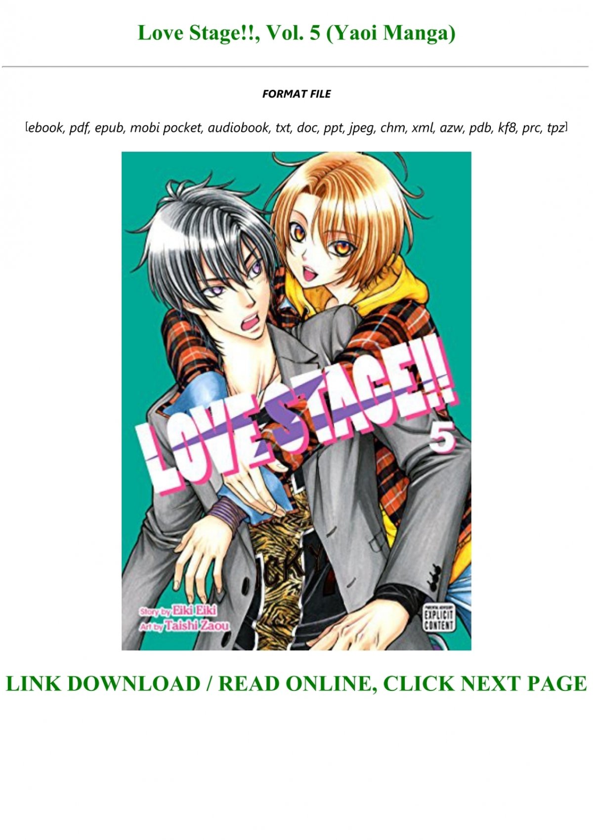 Free Download Love Stage Vol 5 Yaoi Manga Full Pages