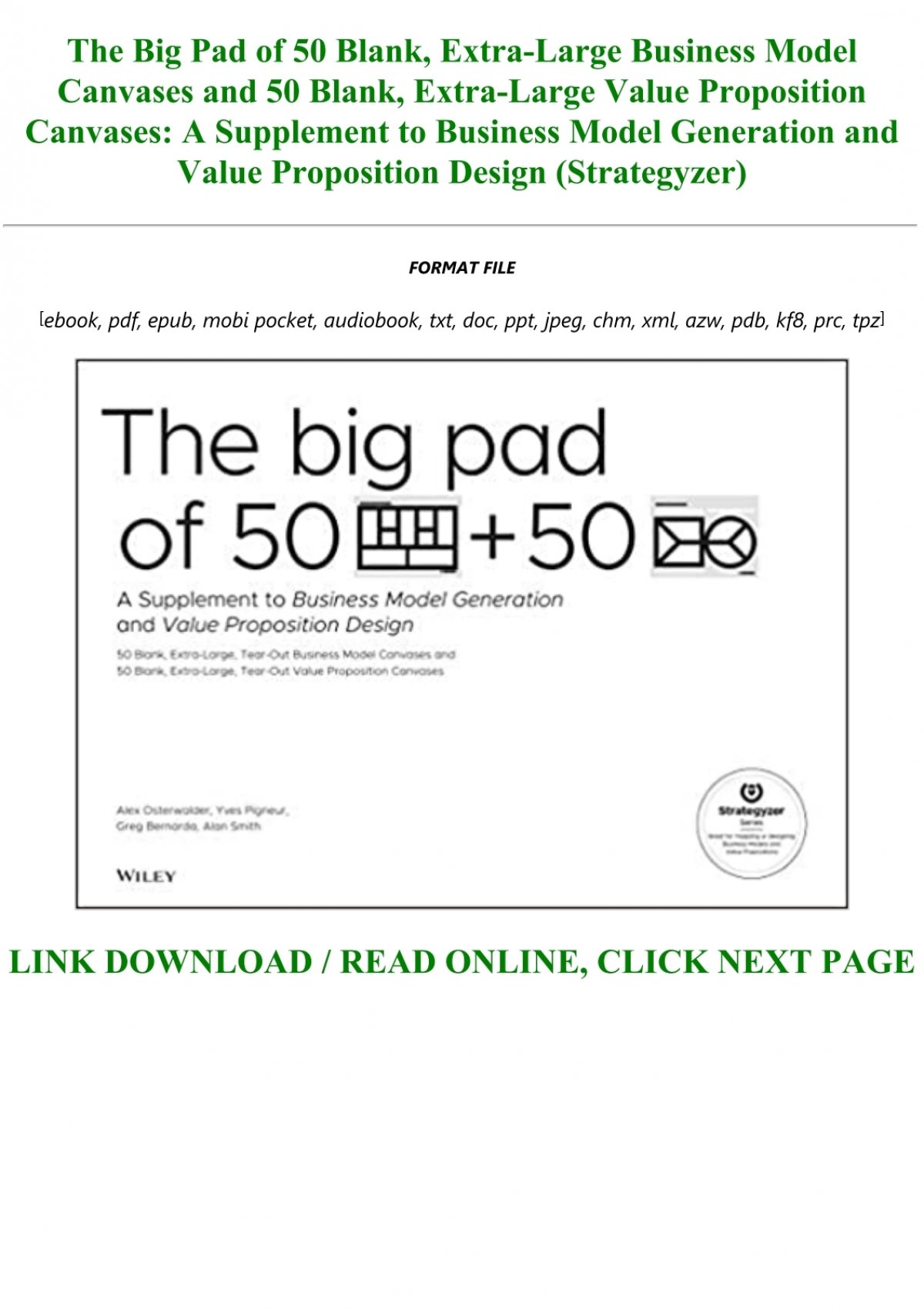 E Book Download The Big Pad Of 50 Blank Extra Large Business Model