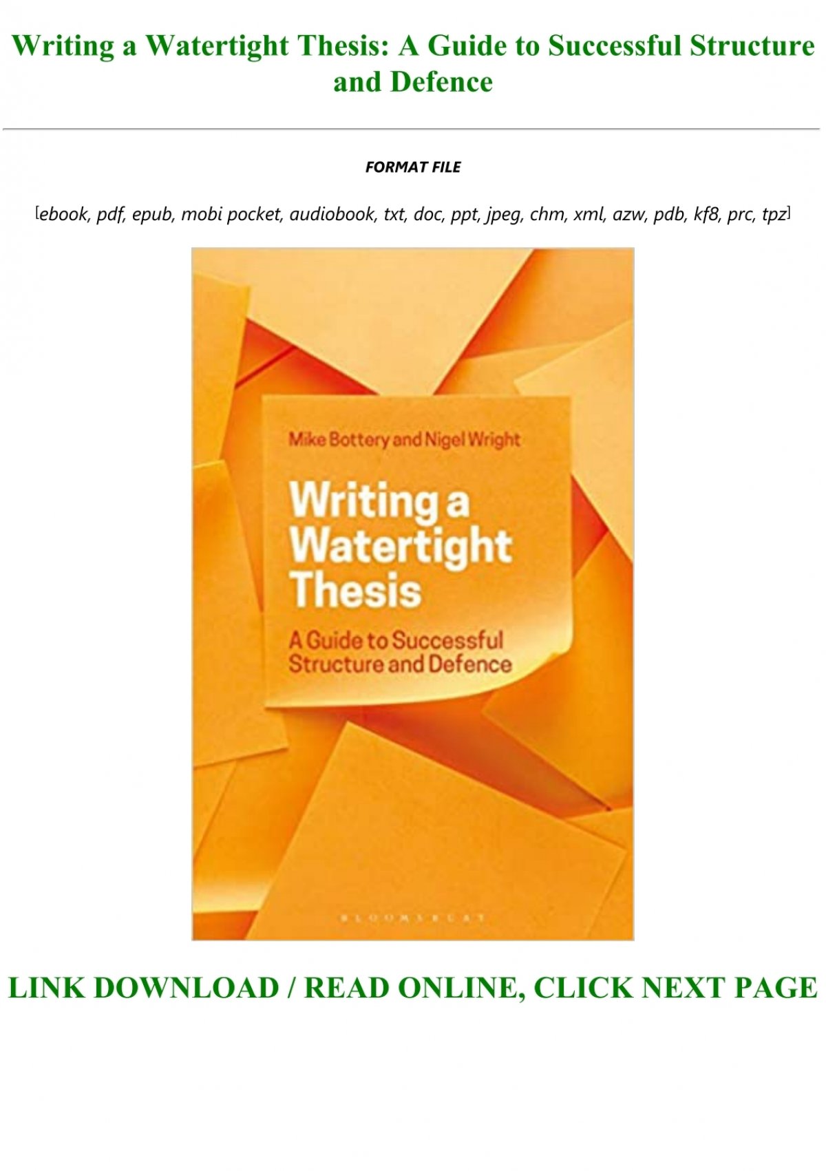 writing a watertight thesis pdf