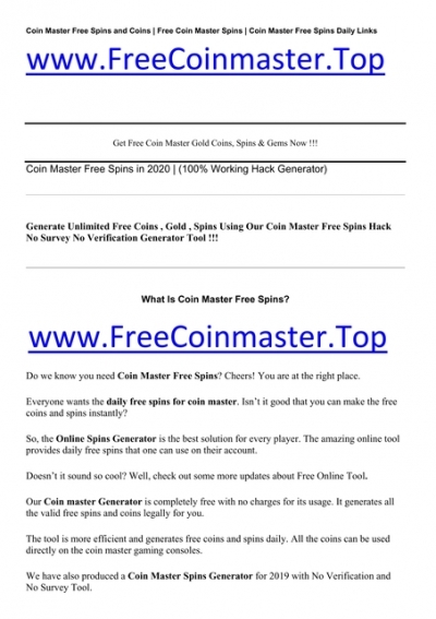 Coin Master Daily Free Spins Link Today 2020 And Coins Free Spins Generator 2020