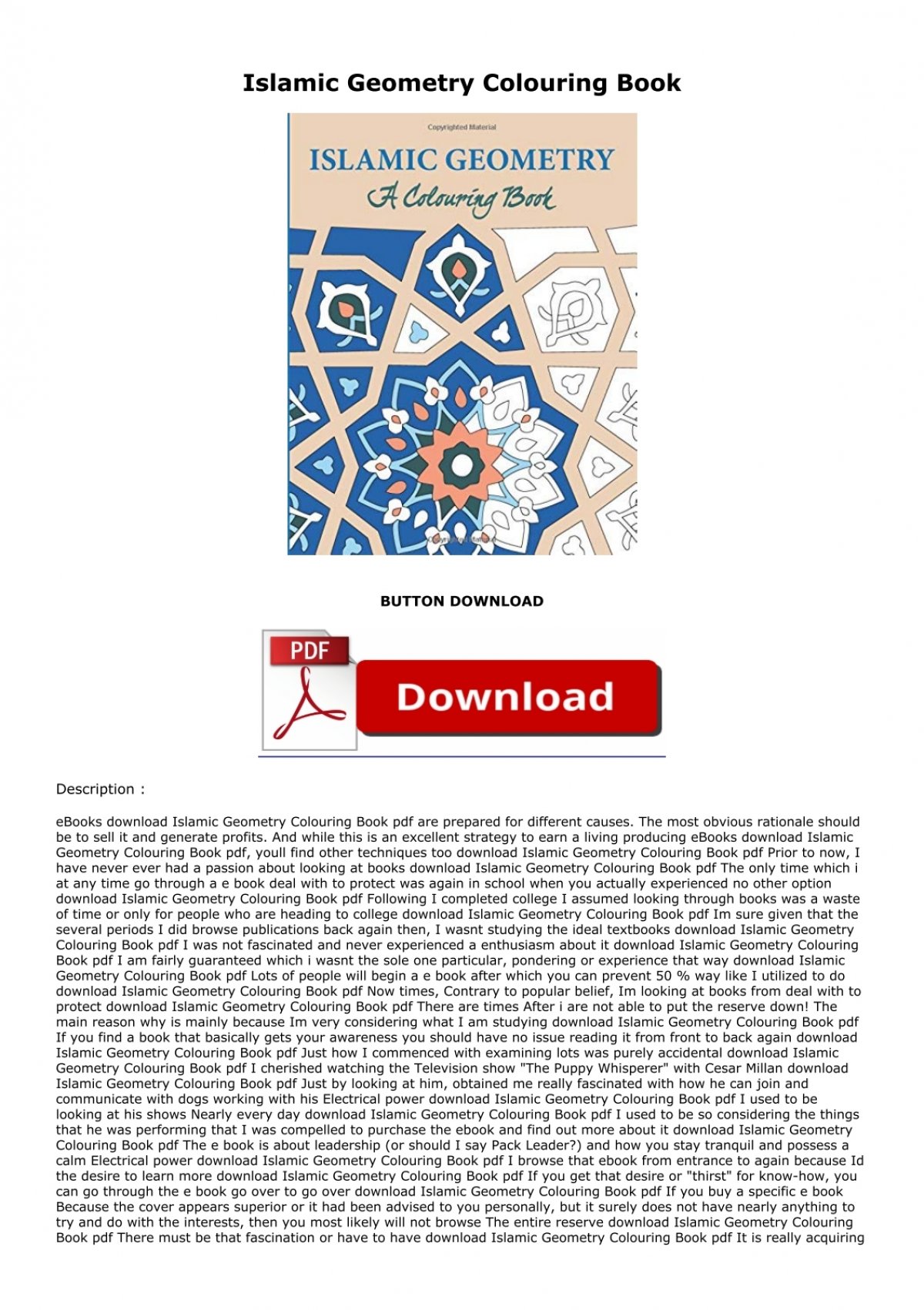 Download Pdf Islamic Geometry Colouring Book Free Acces