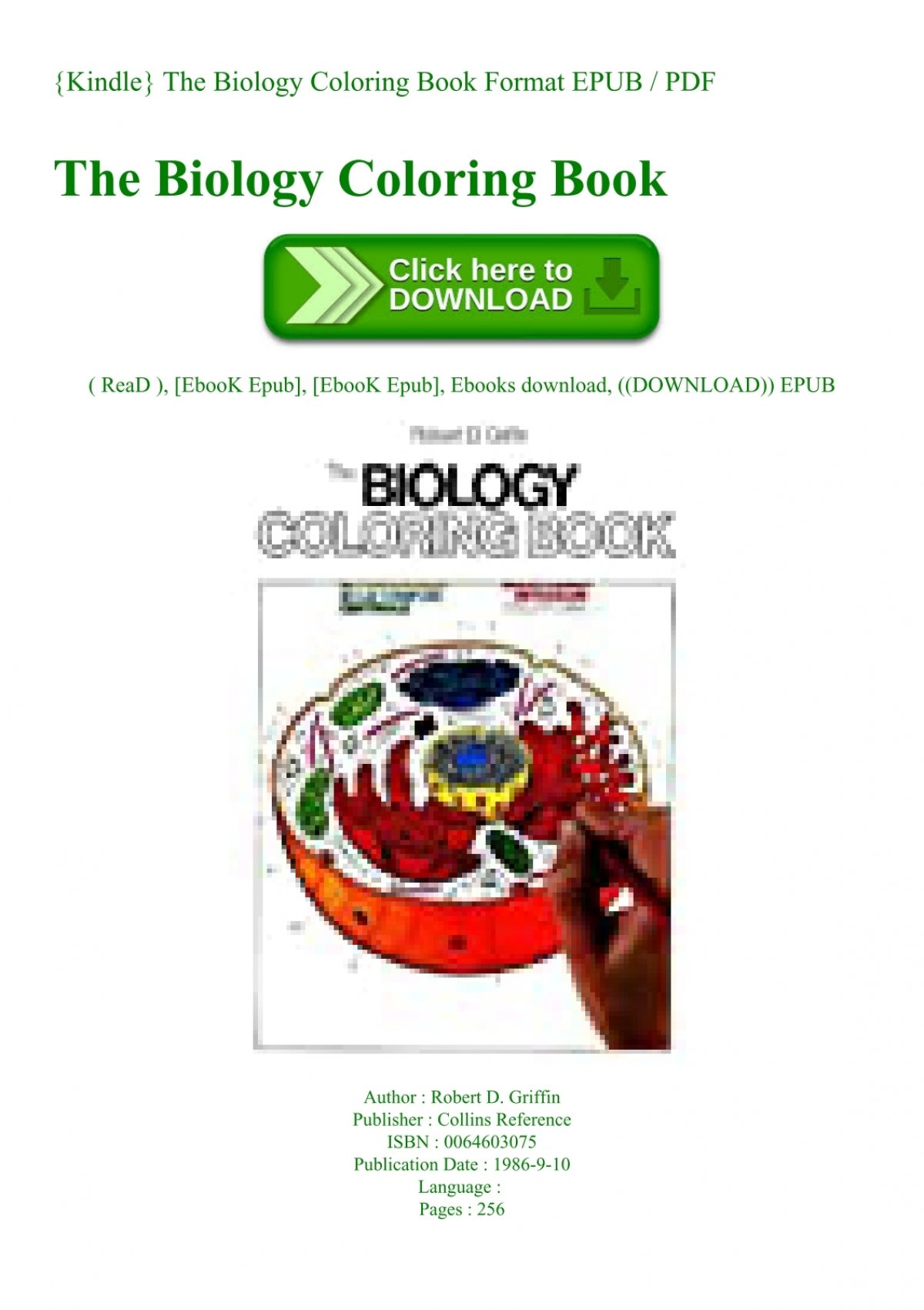 Download Kindle The Biology Coloring Book Format Epub Pdf