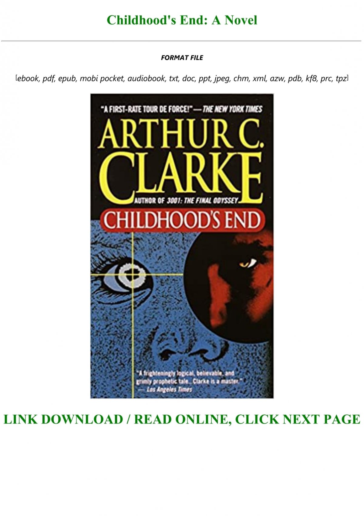 Childhoods End Download Free Ebook