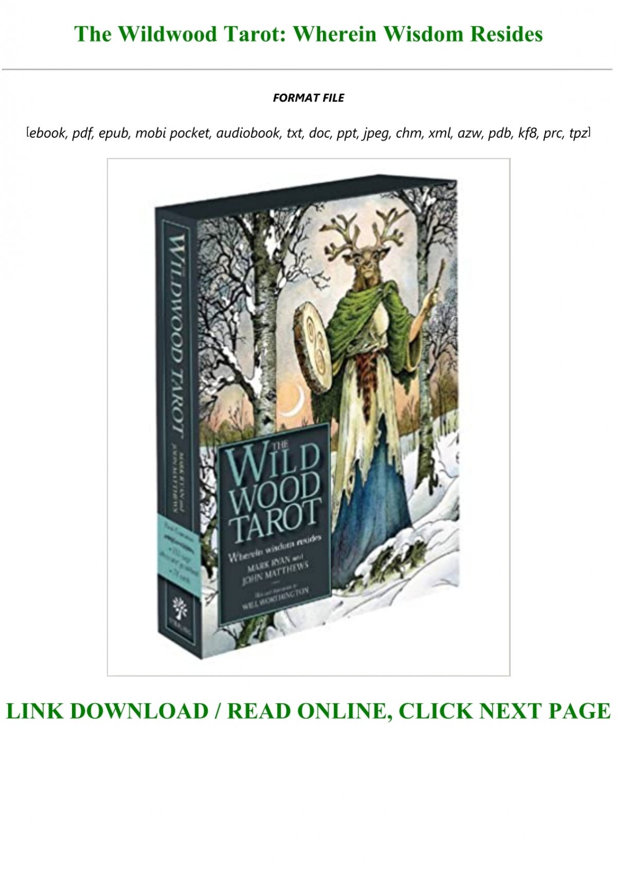 Download Pdf The Wildwood Tarot Wherein Wisdom Resides Full Pages