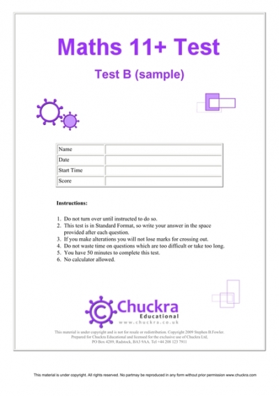 Chuckra 11 Plus Maths Papers Test B (sample)