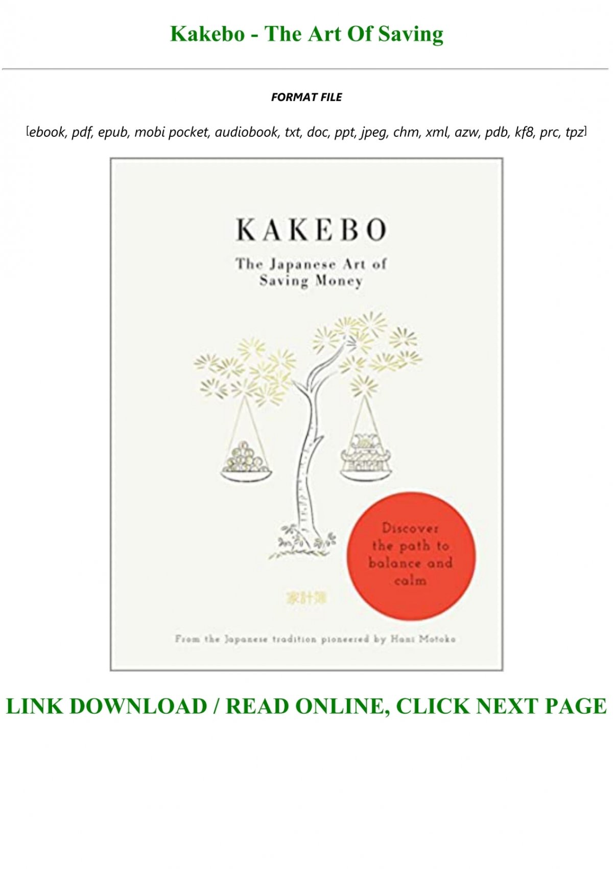 Kakebo - The Art Of Savin