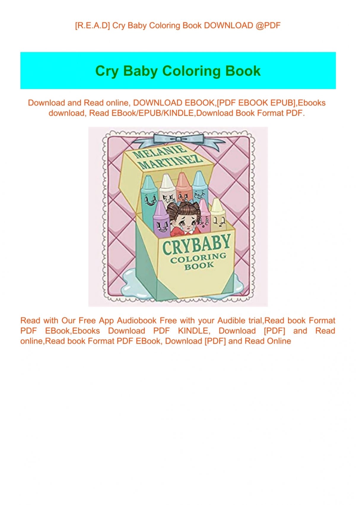 Download R E A D Cry Baby Coloring Book Download Pdf