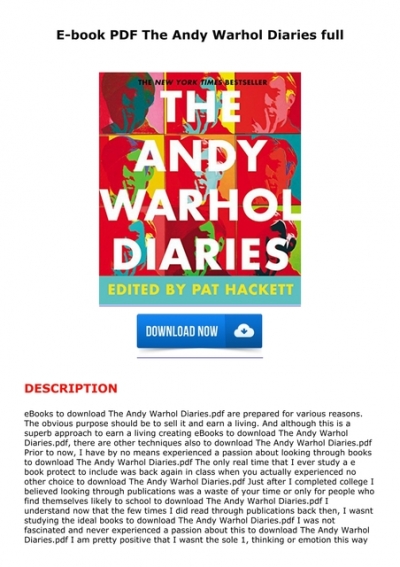 The andy warhol diaries pdf free download adobe reader