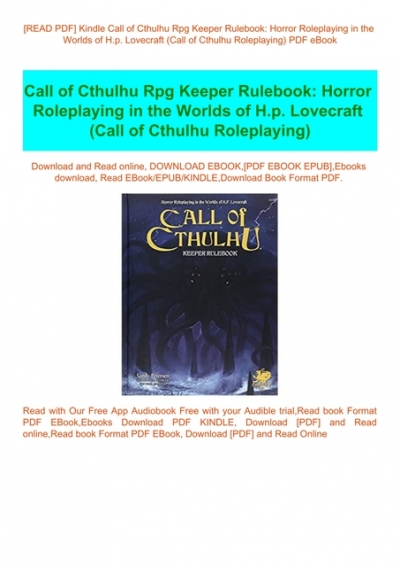 Call Of Cthulhu Horror Roleplaying Download Free Ebook