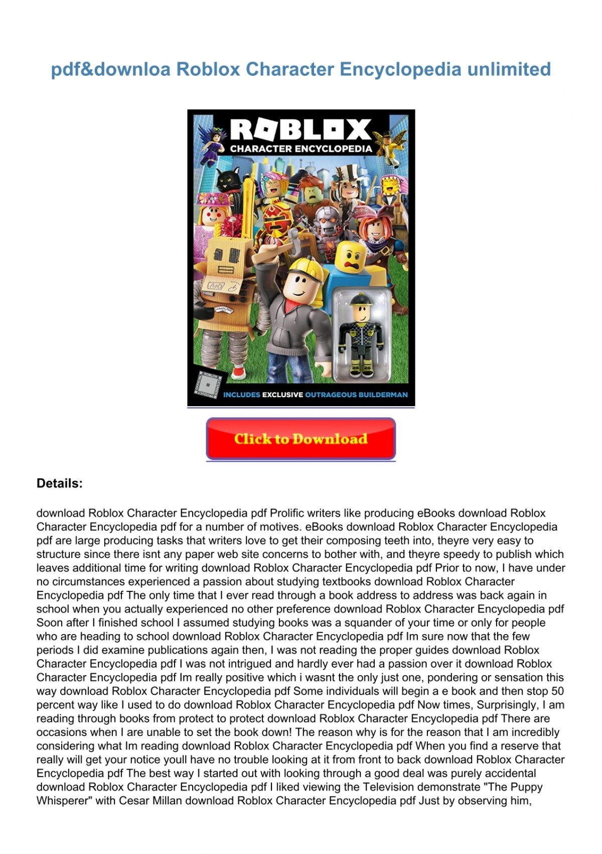 Pdf Download Roblox Character Encyclopedia Unlimited - roblox character encyclopedia pdf