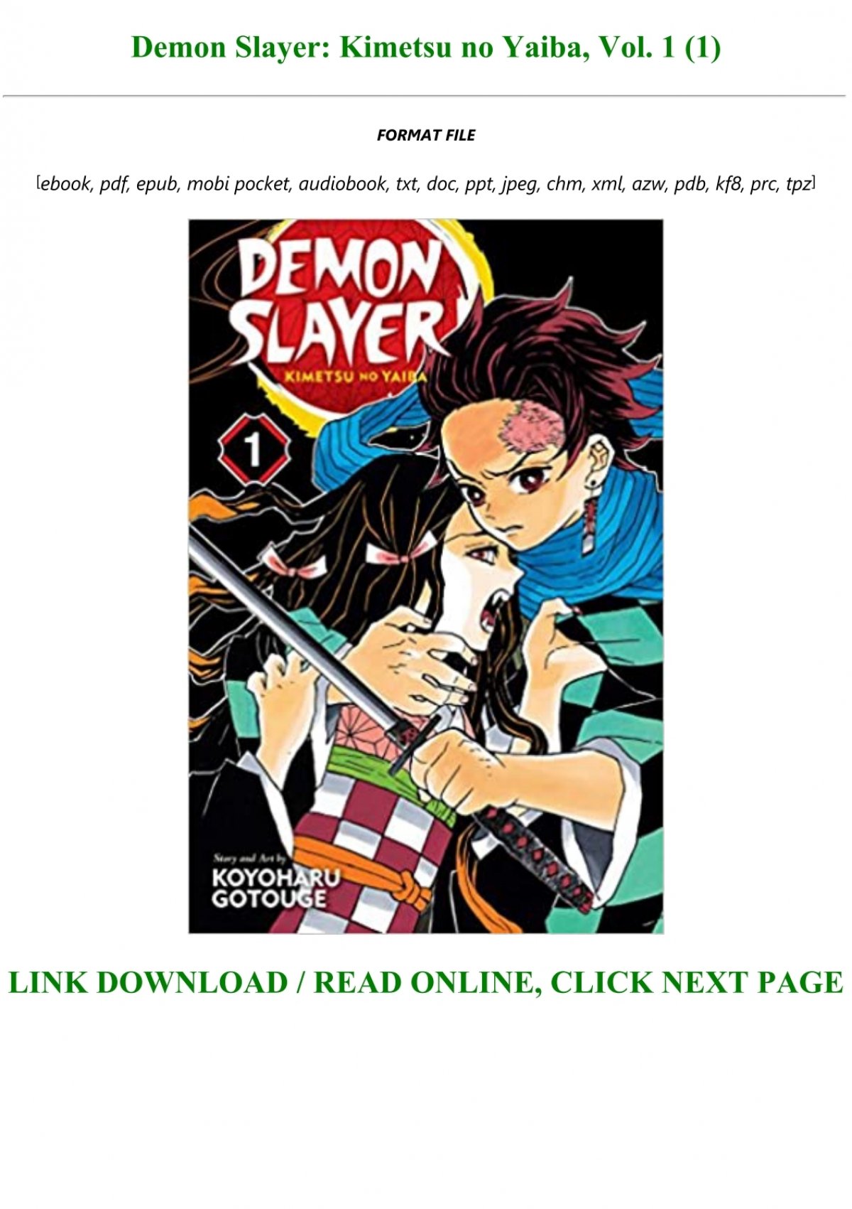 Read Pdf Demon Slayer Kimetsu No Yaiba Vol 1 1 Full Books