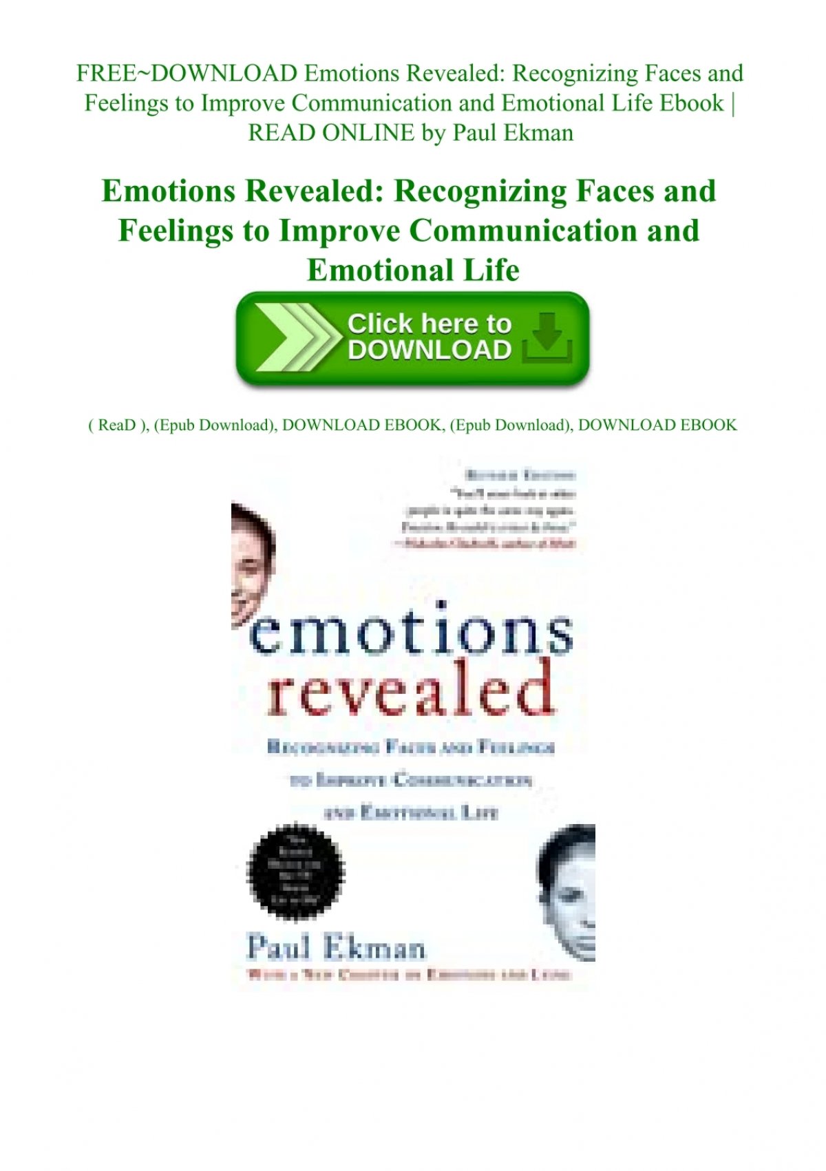 Freedownload Emotions Revealed Recognizing Faces And Feelings To