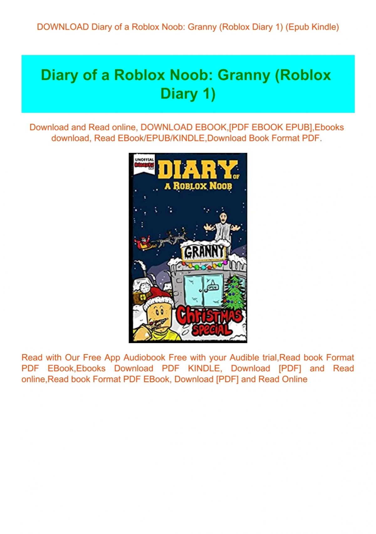 Download Diary Of A Roblox Noob Granny Roblox Diary 1 Epub Kindle - roblox sign up on kindle