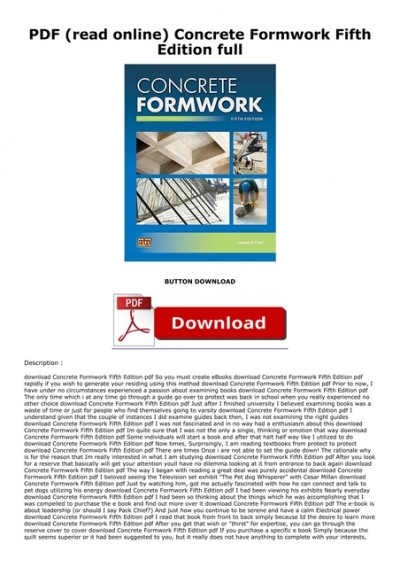 PDF (read online) Concrete Formwork Fifth Edition full