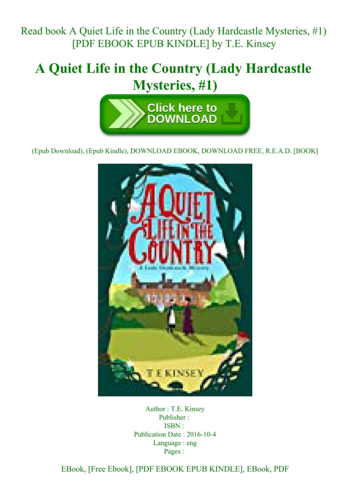 A Quiet Life In The Country Download Free Ebook