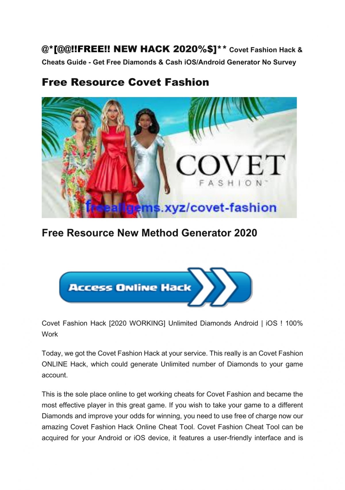 Free Covet Fashion Hack