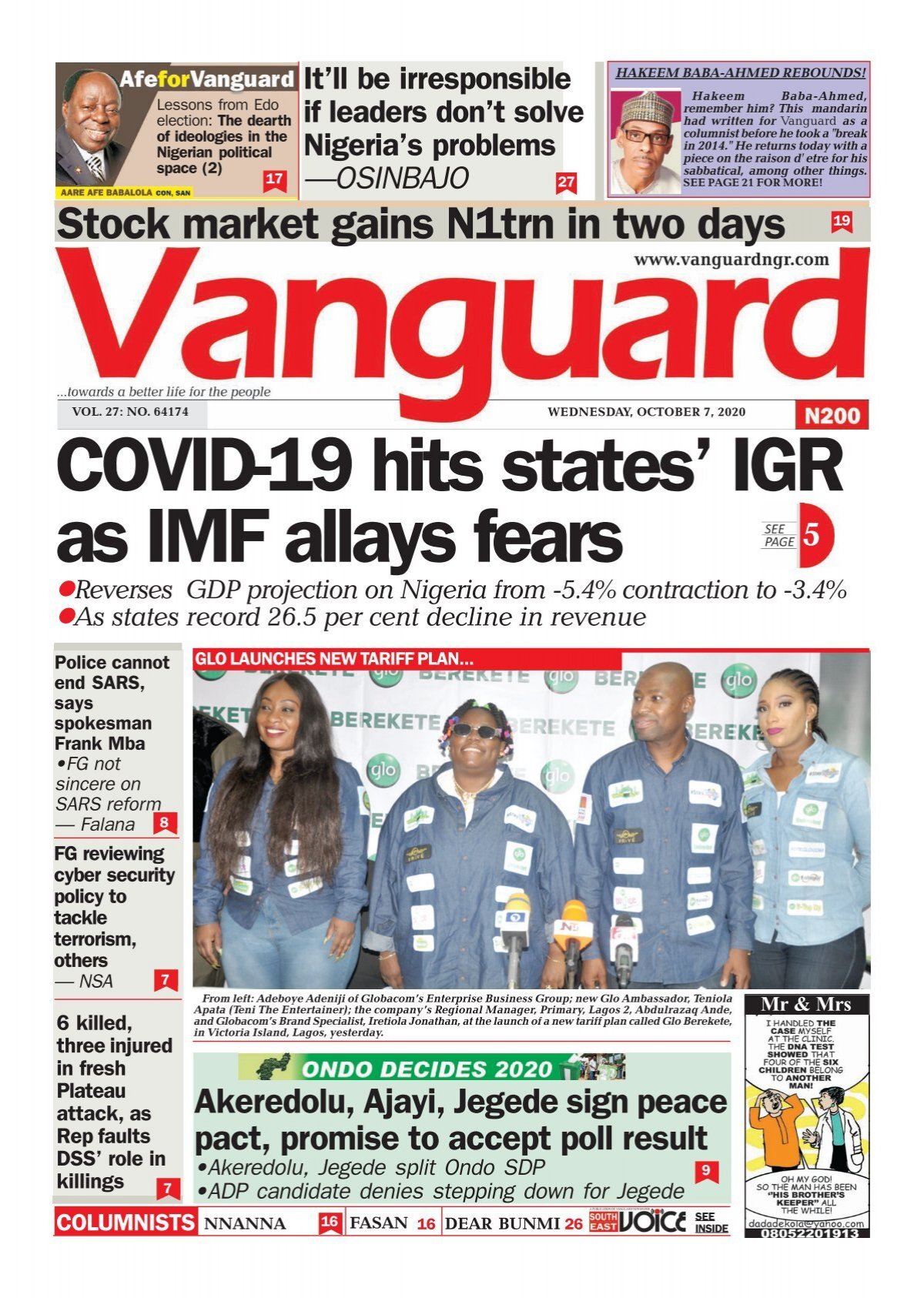 07102020 - COVID-19 hits states' IGR as IMF allays fears