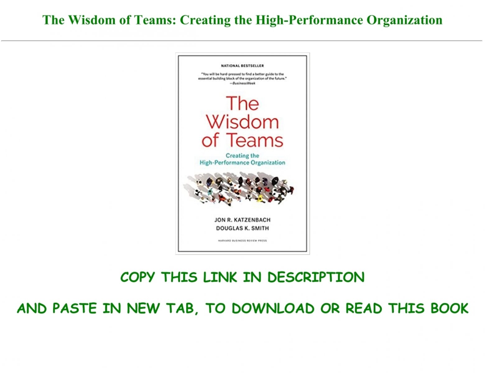 [free] [download] The Wisdom Of Teams Creating The High Performance Organization [full]
