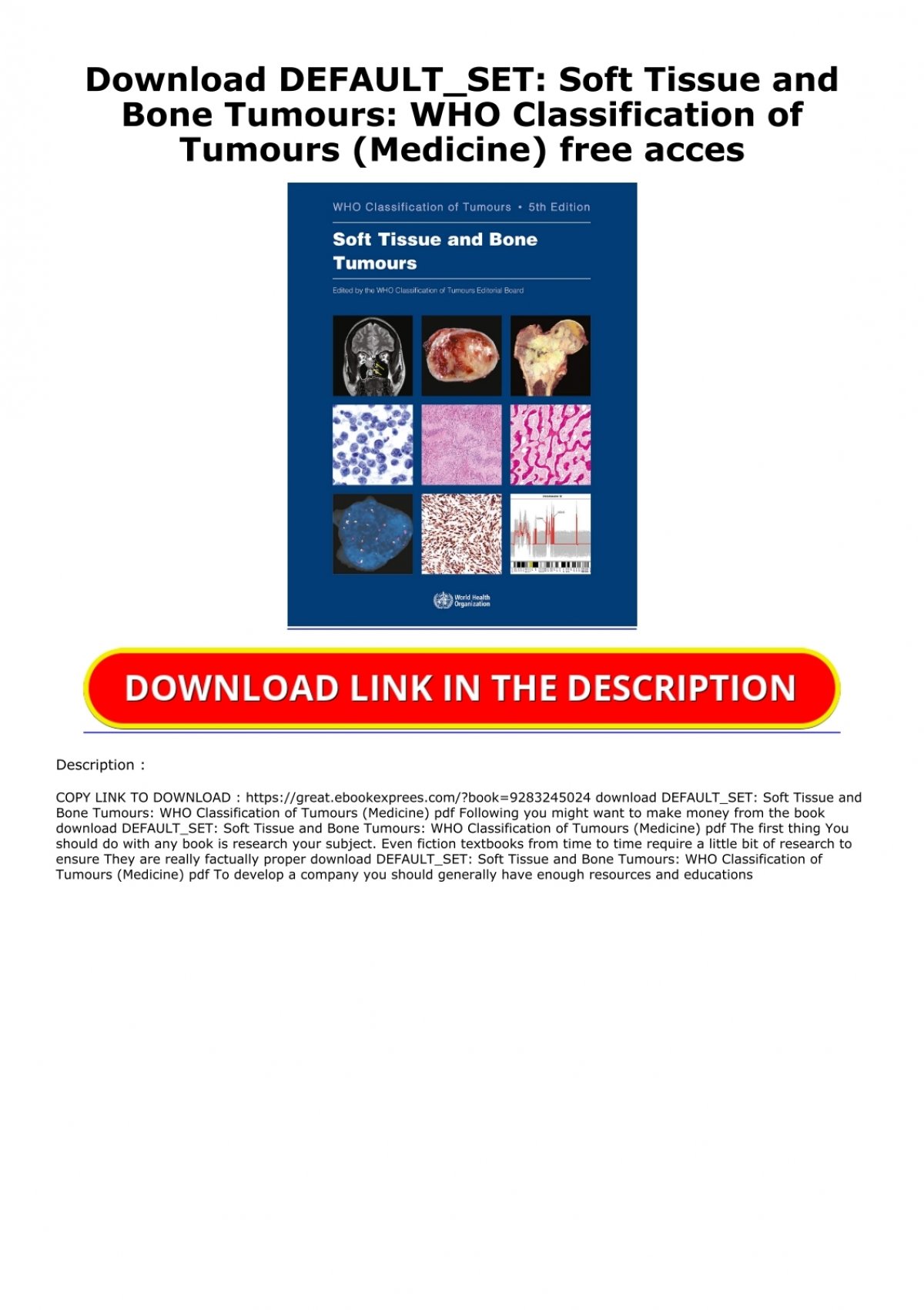 Download Defaultset Soft Tissue And Bone Tumours Who Classification
