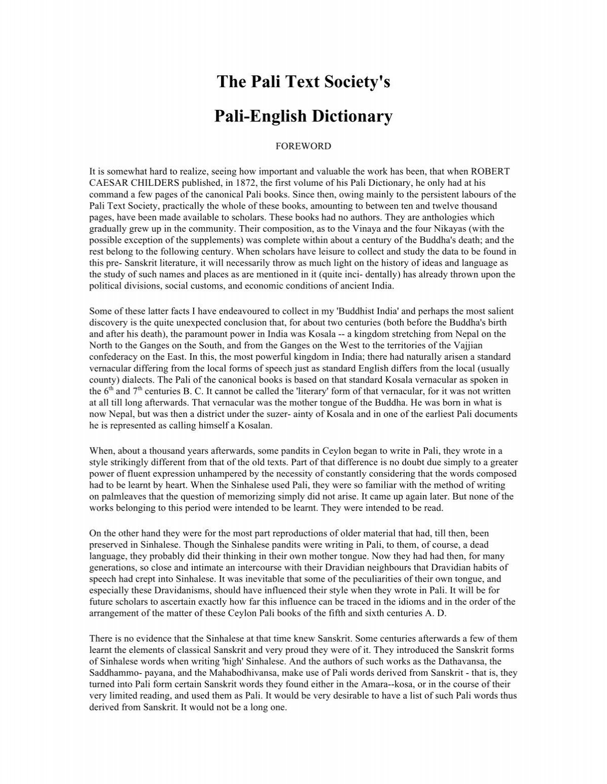 The Pali Text Society S Pali English Dictionary