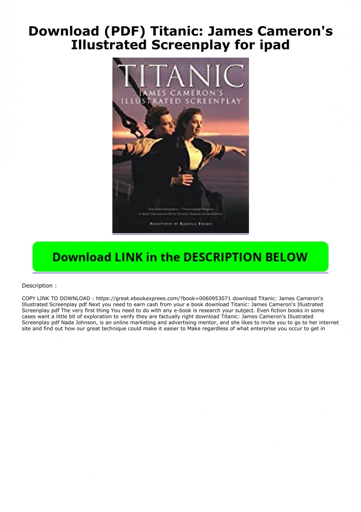 Download (PDF) Titanic: James Cameron's Illustrated Screenplay for ipad