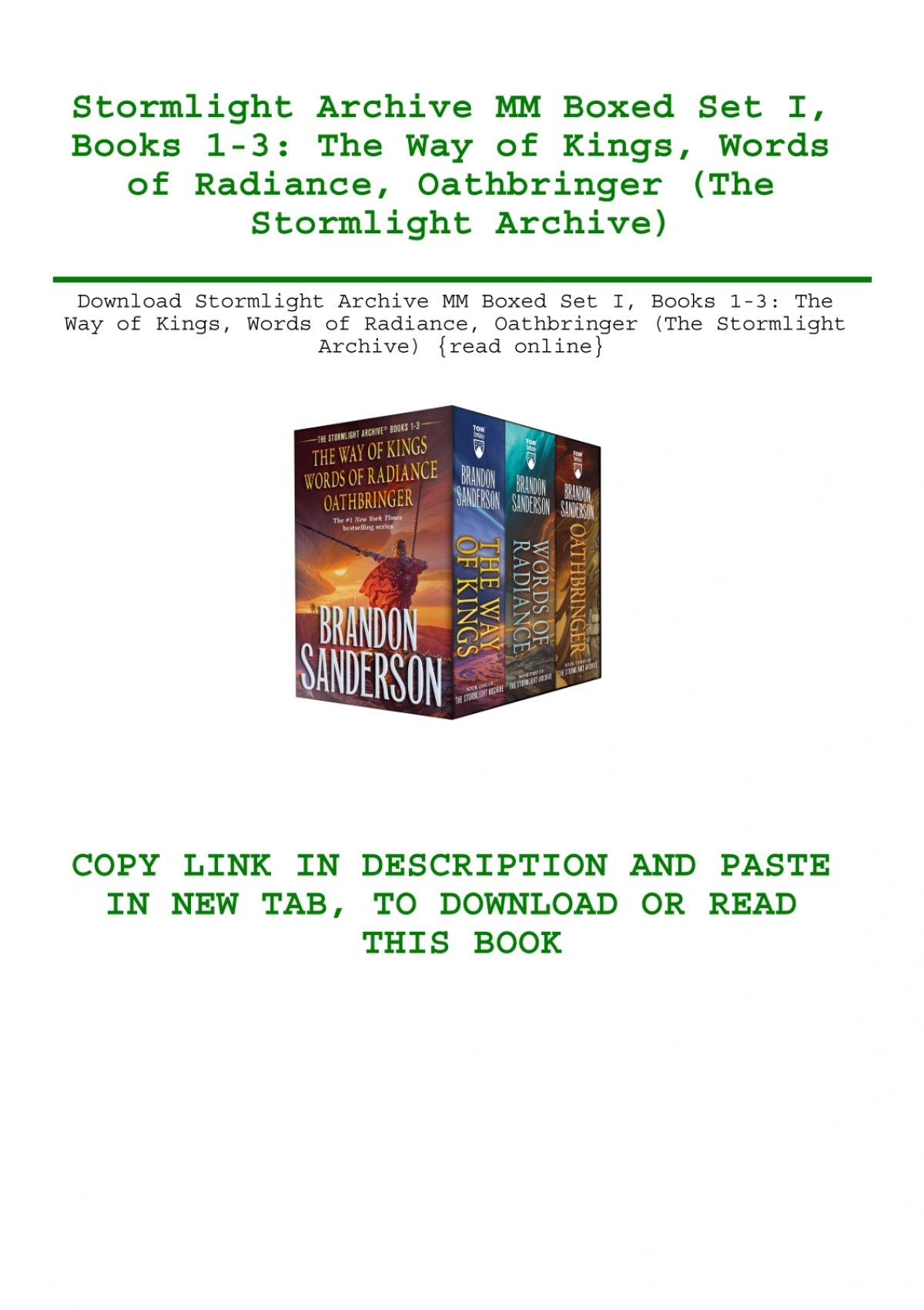 Stormlight Archive MM Boxed Set I, Books 1-3: The Way of Kings