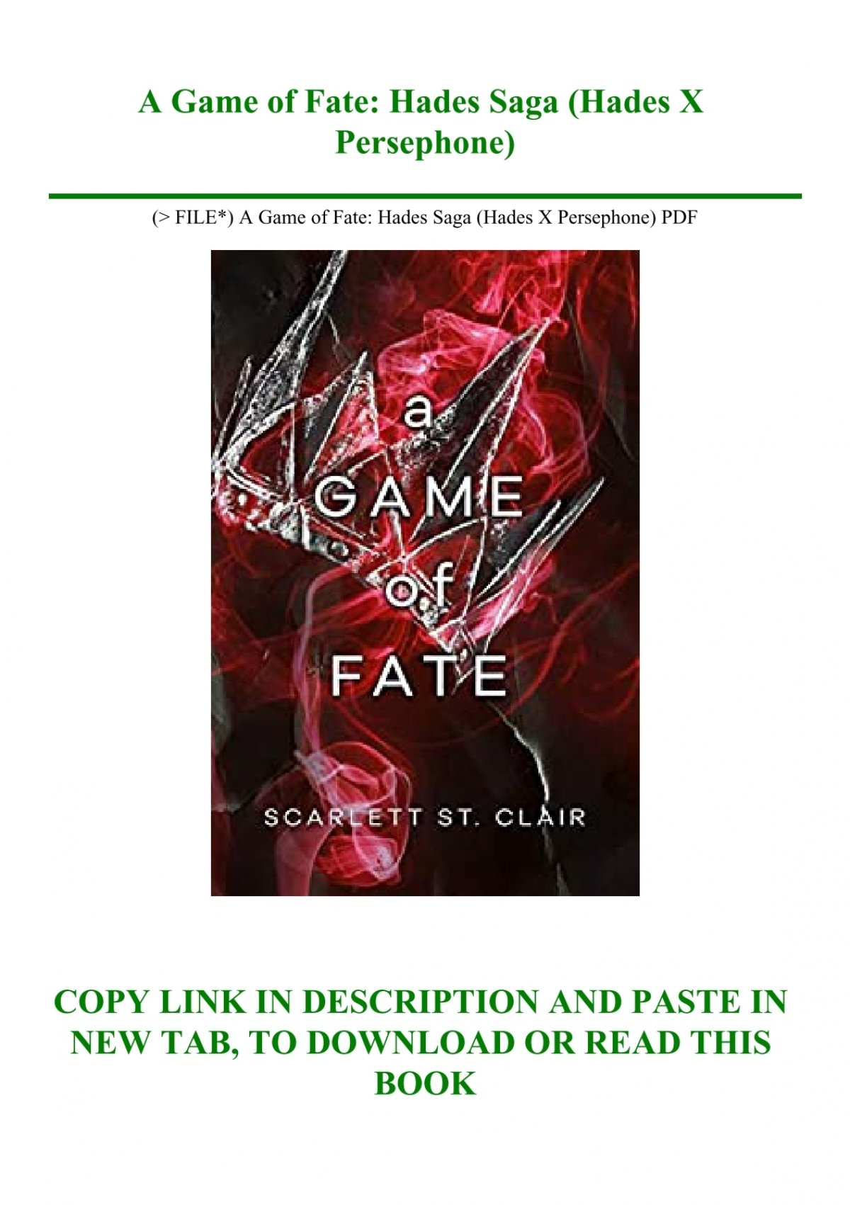 Stream {READ/DOWNLOAD} 📚 A Game of Fate (Hades x Persephone Saga
