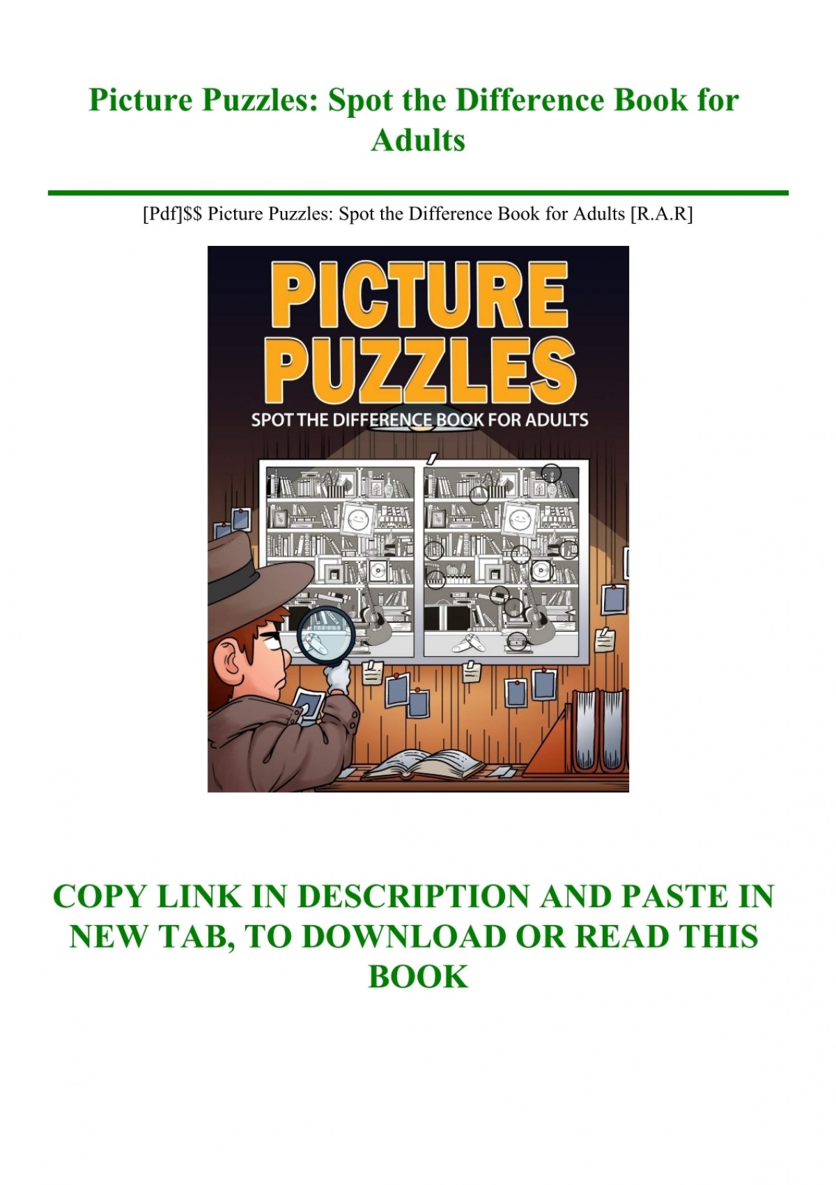 Pdf Picture Puzzles Spot The Difference Book For Adults Rar