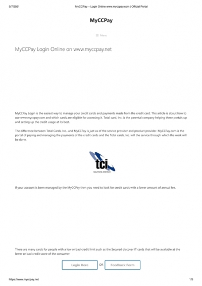 MyCCPay – Login Online www.myccpay.com _ Official Portal