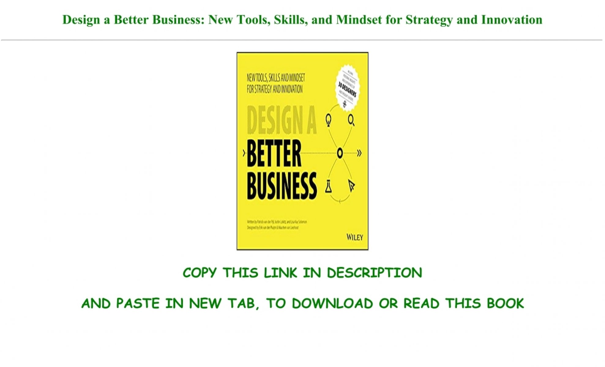 Pdf Design A Better Business New Tools Skills And Mindset For