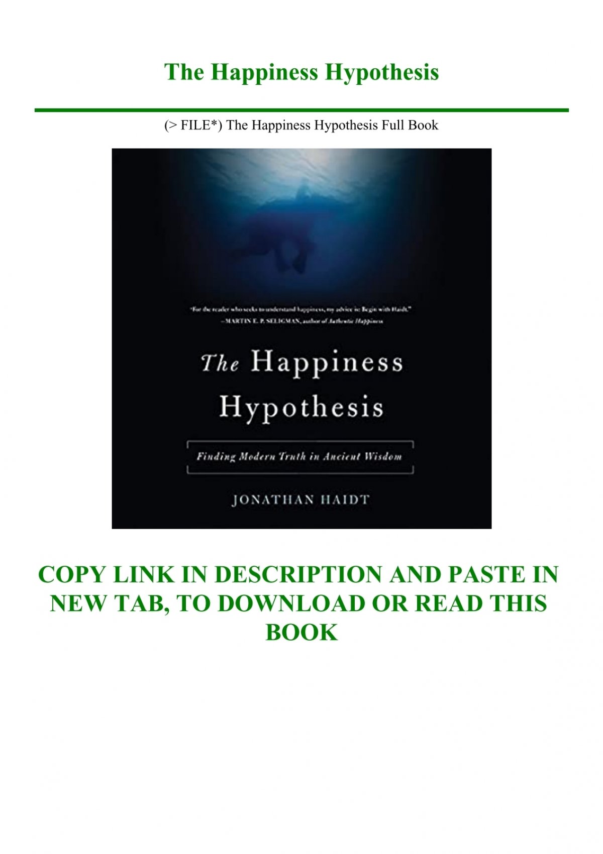 happiness hypothesis pdf