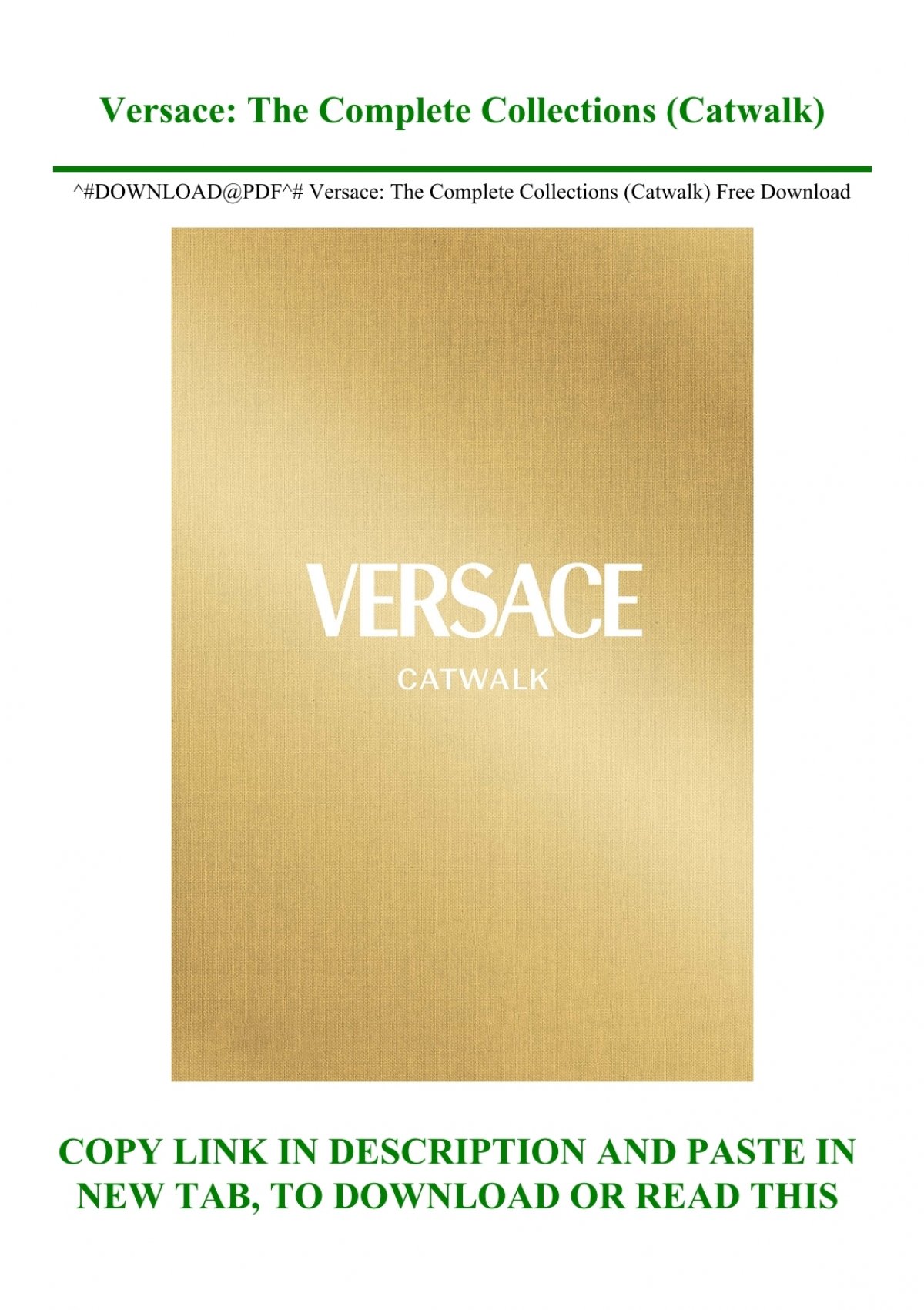 DOWNLOAD@PDF^# Versace The Complete Collections (Catwalk) Free