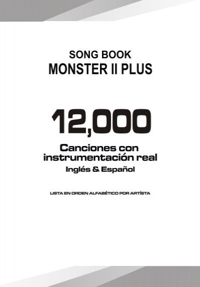 Monster Ii Plus Song Book 12000 12000