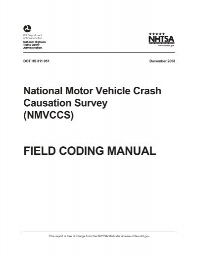 field coding manual - National Highway Traffic Safety 