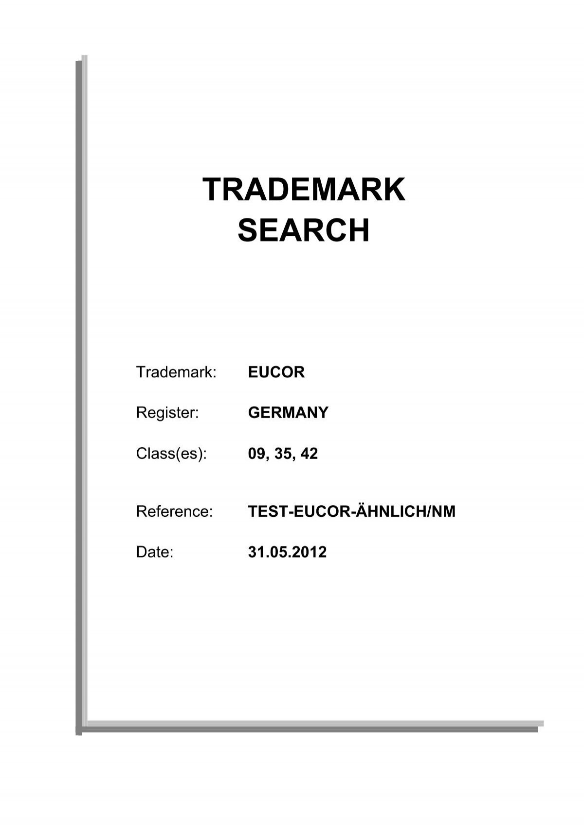 trademark search - EuCor GmbH & Co. KG · WIR GEBEN MARKEN