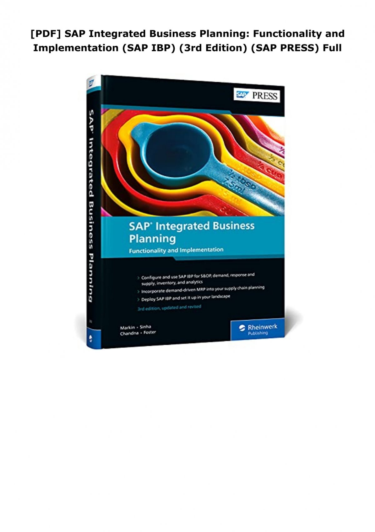 sap integrated business planning functionality and implementation pdf download