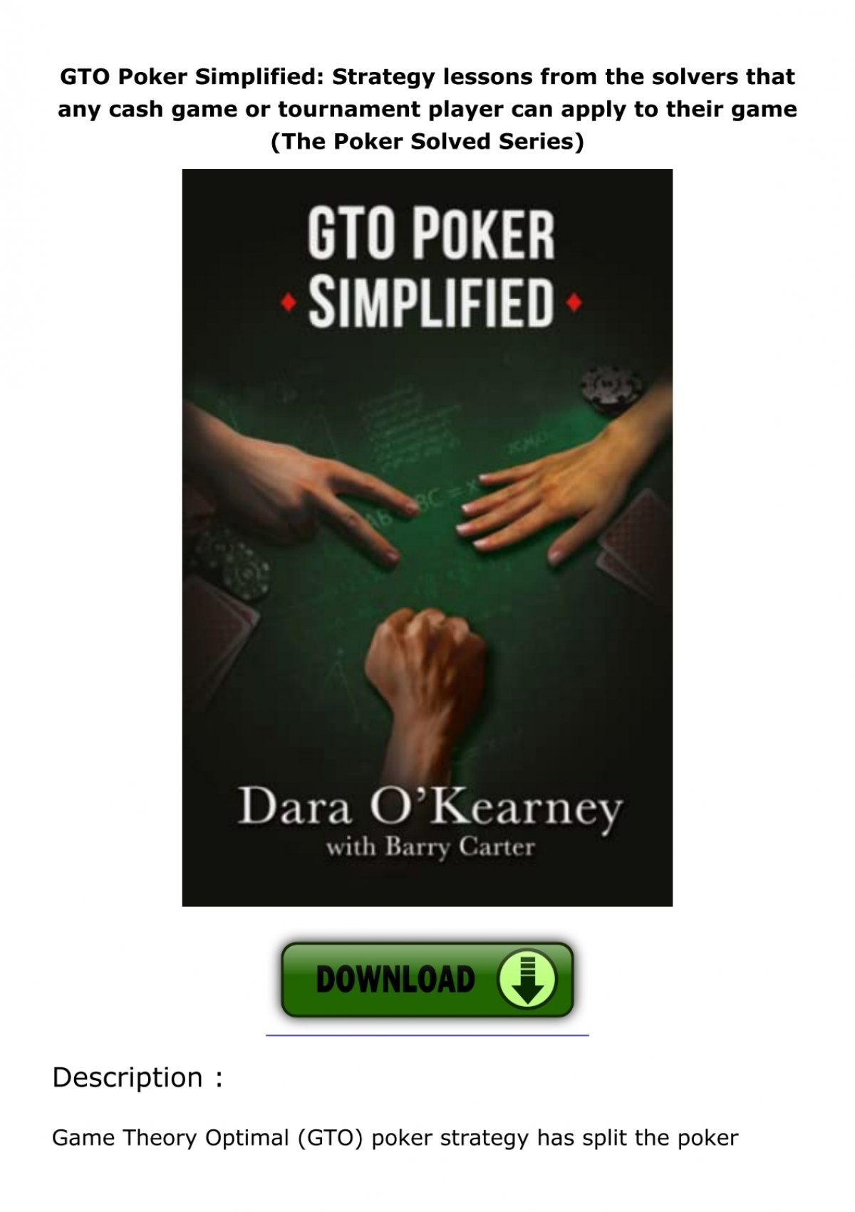 PKO Poker Strategy: How to adapt by O'Kearney, Dara