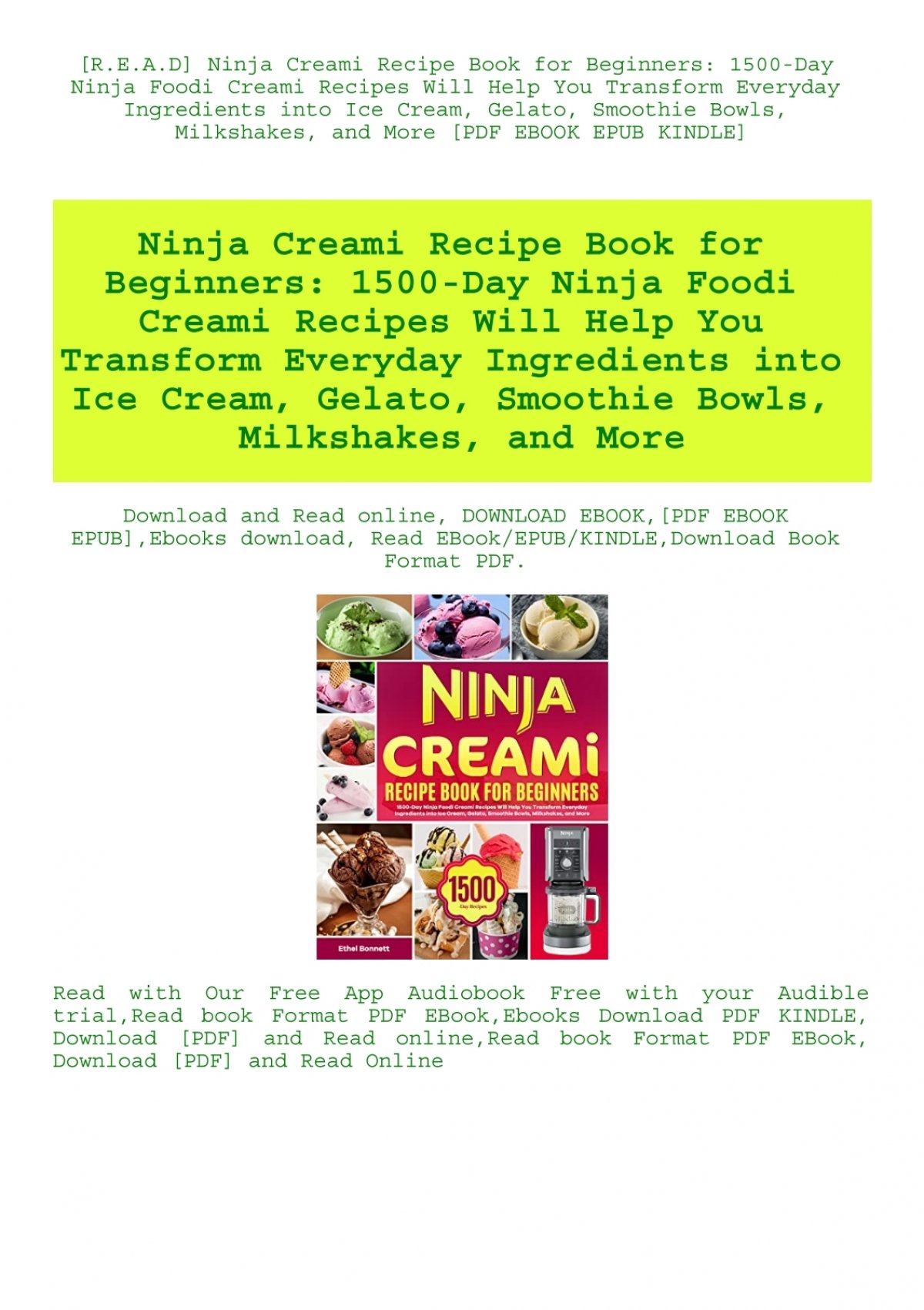 Ninja CREAMi Cookbook: 1500-Day Simple Cool Ninja CREAMi Recipes