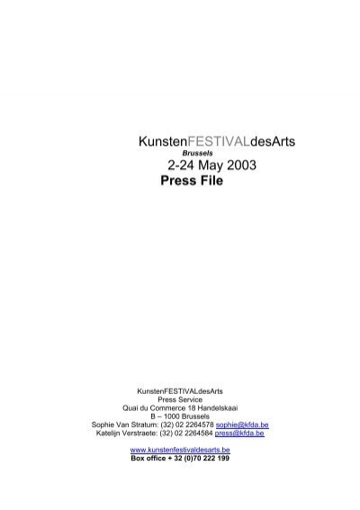 Press File Kunstenfestivaldesarts