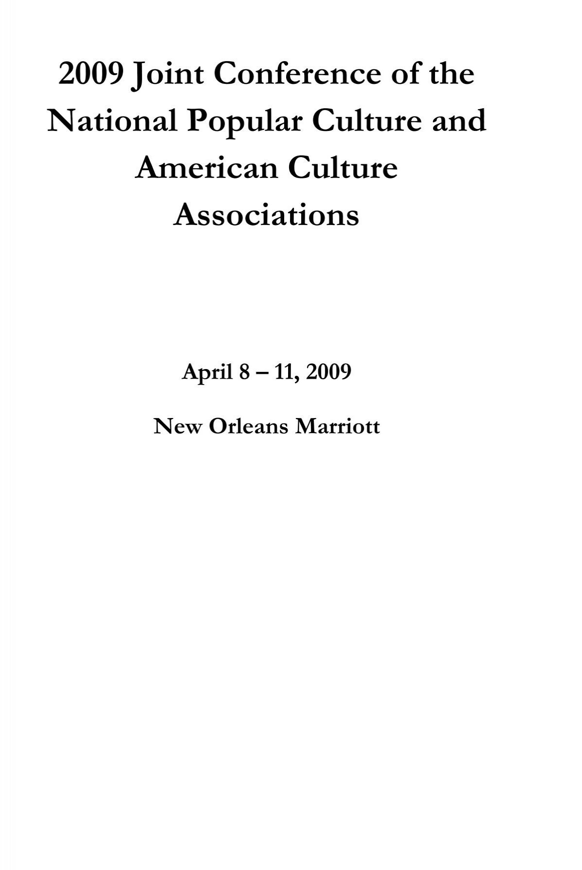 2009 National Conference Program - PCA/ACA