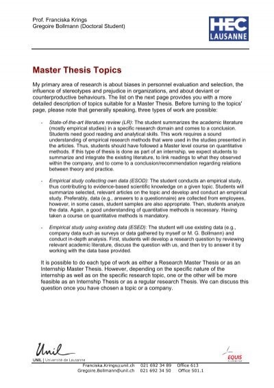 master thesis questionnaire
