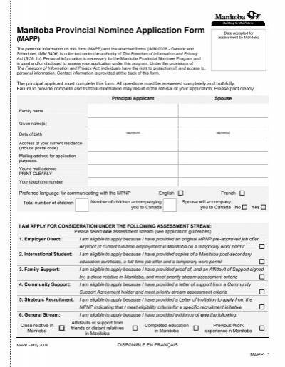 antenne Extremisten Buiten adem Manitoba Provincial Nominee Application Form - Immigroup ...